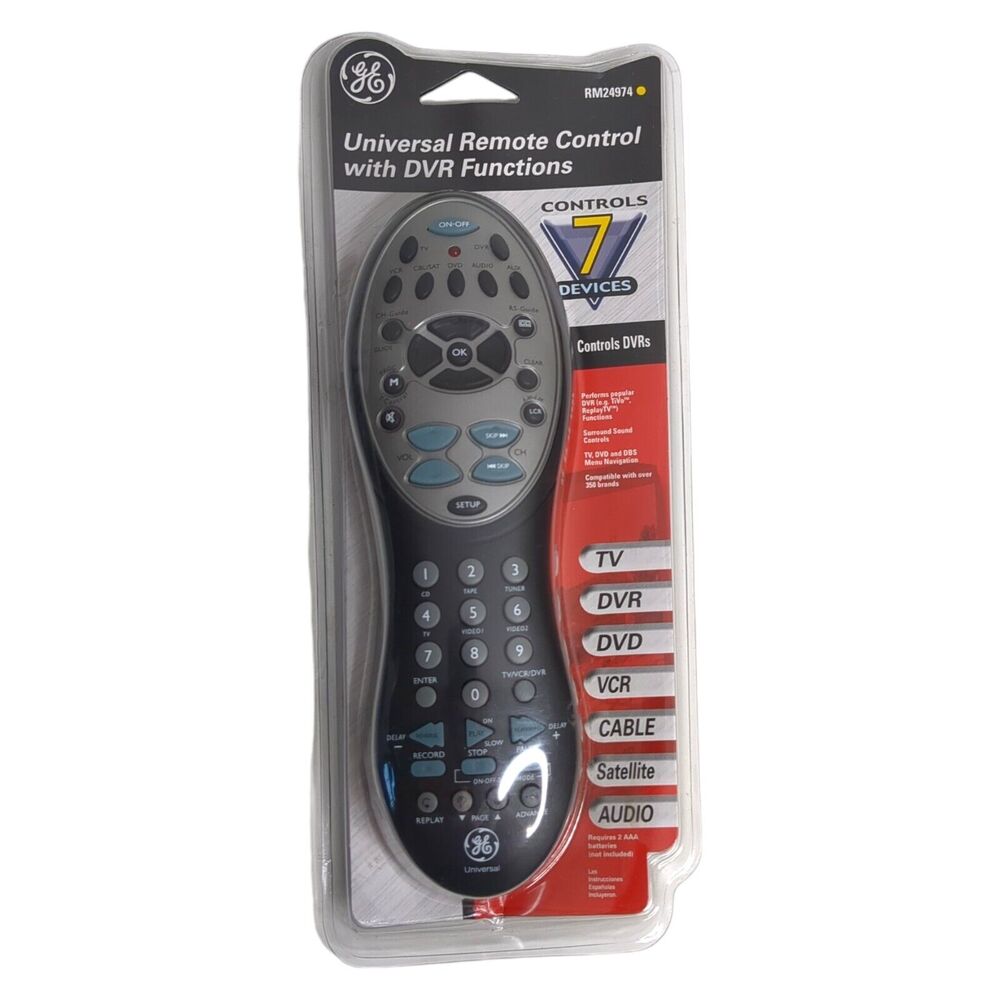 GE Universal Remote Control 7 Device TV DVR DVD VCR Cable Satellite Audi RM24974